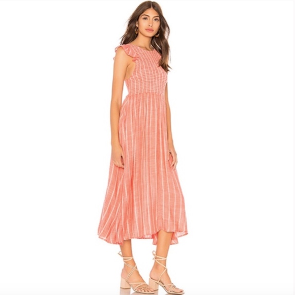 Free People Dresses & Skirts - Free People Chambray Butterflies Midi Dress Red